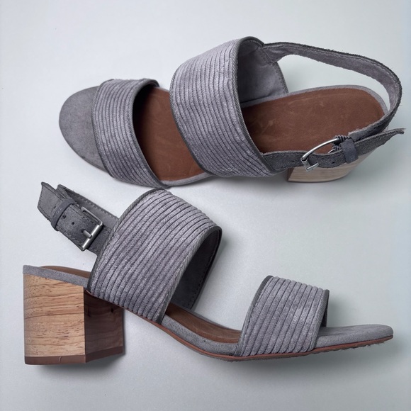 Toms Poppy Gray Corduroy Slingback Block Heel Sandals Women’s Size 8.5 - Picture 3 of 10